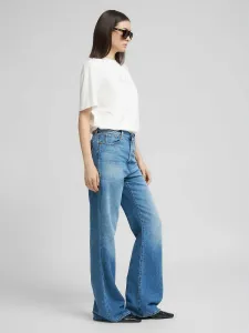 Расклешенные джинсы-клеш из хлопка с лиоцеллом, синие.