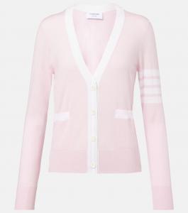 Кардиган из 100% шерсти 4-Bar Thom Browne, Light Pink