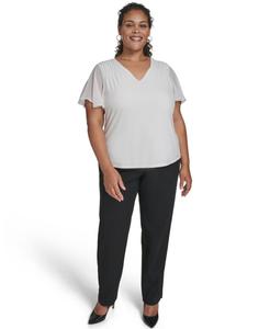 Блузка больших размеров из смешанных материалов с рукавами-крылышками Calvin Klein, Cream