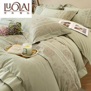 LUOLAI HOME Комплект постельного белья 1.5, 4 предмета: пододеяльник 2.0*2.3 м, простыня, 2 наволочки, матча грин