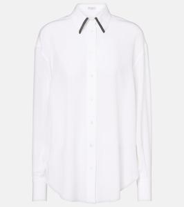 Рубашка из шелкового атласа Monili Brunello Cucinelli, белый