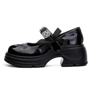 Туфли Мэри Джейн на массивном каблуке 6 см, женские POOQ, Black