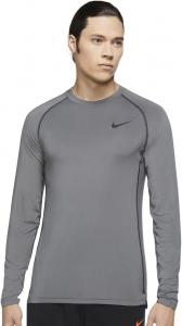 Мужской облегающий тренировочный топ с длинным рукавом Nike Pro Dri-FIT, Gray/Black