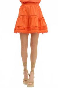 Оранжевая мини-юбка с рюшами и акцентами Entro