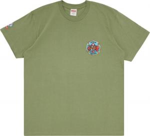 Футболка Supreme FDNY Engine 9 Tee 'Light Olive', зеленый