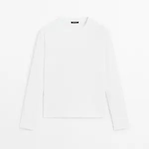 Футболка Massimo Dutti 100% Cotton Interlock Long Sleeve, белый