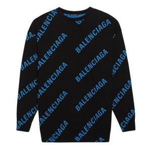 Свитер allover logo crewneck sweater 'black blue' Balenciaga, черный