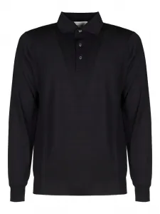 Поло с длинными рукавами на пуговицах Filippo De Laurentiis, черный