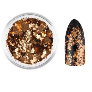 АЛЮМИНИЕВЫЕ хлопья для декора Platinum Flake цвет № 3 NOBLE GOLD (cb07) - баночка 3мл + кукла, AllePaznokcie