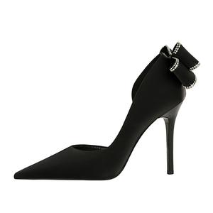 Туфли на тонком каблуке высотой 10,5 см для женщин QITUMAUL, Black[Heel Height 10.5Cm]
