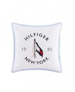 Квадратная подушка с изображением флага Нью-Йорка, 20 x 20 дюймов Tommy Hilfiger, Ivory White/ Dark Navy/ Light Blue