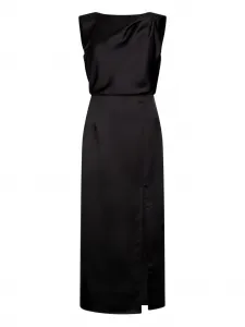 Атласное драпированное платье миди LIU JO, черный