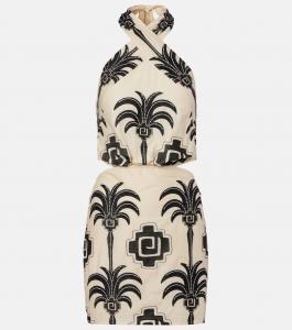 Вышитое мини-платье Pintaderas Johanna Ortiz, Ecru/Black