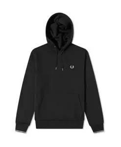 Черная толстовка с капюшоном и контрастной отделкой. Fred Perry, черный
