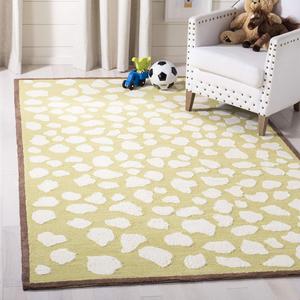 Ковер для детей SAFAVIEH, 92 x 153 см, , зеленый и ivory, леопардовый принт, хлопок, простой уход, идеален для помещений с высокой проходимостью