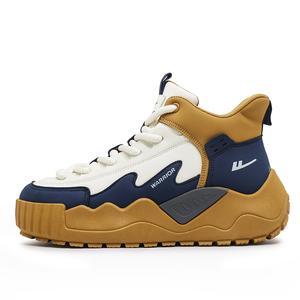 WARRIOR Нескользящие, износостойкие, легкие, высокие повседневные туфли, мужские, цвета риса и коричневого сине-зеленого