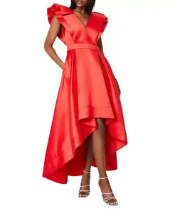 Платье миди с V-образным вырезом и рукавами-воланами Coast, красный