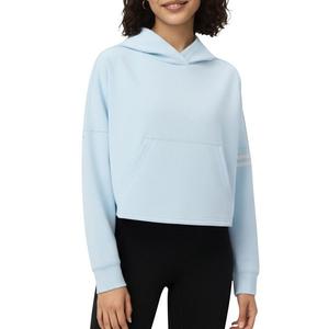 Женский длинный худи с капюшоном, кенгуру-карманом и полосками на рукавах Anna-Kaci, Light Blue