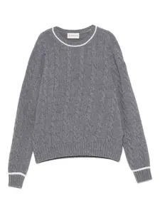 Шерстяной свитер косой вязки Moncler Enfant, серый