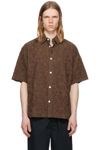 Оверсайз рубашка с фигурным краем с коротким рукавом Norse Projects, цвет chestnut