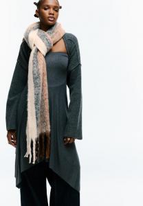 Шарф PULL&BEAR SOFT TOUCH STRIPED WITH FRINGING, Ochre