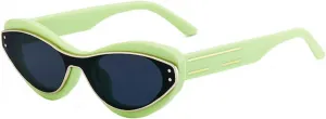 Женские солнцезащитные очки Melrose Sexy Cat Eye Y2K Punk Sunglasses Luxury Fashion One-Piece Sun Glasses Vintage UV400 Eyewear For Lady ZS-98296, Green