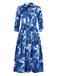 Плиссированное платье миди Audrey Samantha Sung, синий