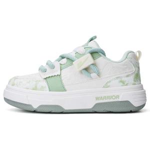 WARRIOR Женские белые с зеленым противоскользящие устойчивые к истиранию низкие скейтерские кеды, цвет White Green