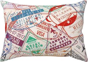 Pevtufa Чехол для подушки с принтом паспортных штампов, конвертная застежка Passport Stamp