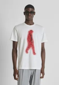 Футболка классического кроя с резиновым литьем и фотопринтом. Antony Morato, White