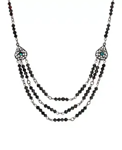 Тройное ожерелье из бусин-фонарей 2028, black