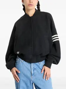 Бомбер с отделкой в полоску Adidas, черный