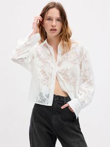 Укороченная кружевная рубашка Gap, белый