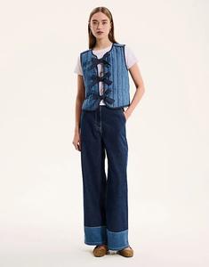 Стеганая куртка Jojo OMNES с завязками контрастного цвета синего цвета