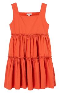 Платье Habitual для девочек, оранжевое, 100% хлопок, многослойная оборка, квадратный вырез горловины, UPS199