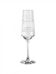 Бокал для шампанского в виде единорога, звездное небо с надписью на прозрачном фоне Mr. & Mrs. Panda