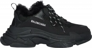 Кроссовки Balenciaga Wmns Triple S Sneaker Fake Fur - Black, черный
