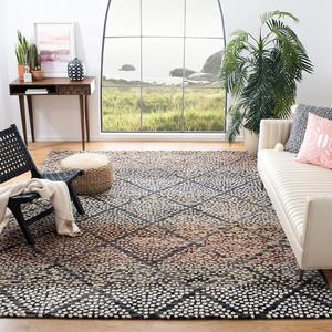 Ковер SAFAVIEH, 183 x 183 см, Trace Collection, Navy & Ivory, ручной работы из шерсти, идеален для помещений с высокой проходимостью в гостиной, спальне (TRC513N)