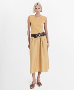 Женское миди-платье из комбинированной ткани MANGO, Medium Brown