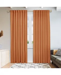 Очень длинные шторы из льняной смеси для гостиной, фильтрующие свет (2 панели), 52x108 дюймов Awesome Home, orange