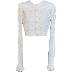 Chanel Женский белый кардиган с круглым вырезом средней длины