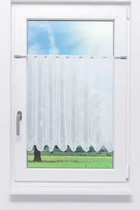 Штора cafe с цветочным узором (Ш x В) 181,9 см * 60 см, белая/чисто-белая Lysel