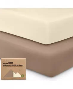 Водонепроницаемые простыни для игр Soothe для девочек и мальчиков, 2 шт., 38x26, хлопковые простыни для кроватки, мягкие, дышащие Keababies, latte