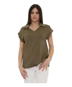 Поло с V-образным вырезом, 100% хлопок. Liu Jo, зеленый