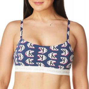 Женский бюстгальтер-бралетт Calvin Klein CK One Cotton Unlined, Logo Step Print_Seashore Blue