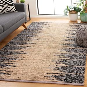 Ковер SAFAVIEH, 153 x 244 см, Natural Fiber Collection, Natural & Black, ручной работы бохо из джута и шерсти, идеально для гостиной, спальни, столовой (NF953A-5)