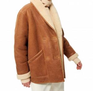 Sessun Кожаное пальто Montagna коньячного цвета