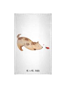 Mr. & Mrs. Panda Белое полотенце с изображением собаки и божьей коровки, без надписей
