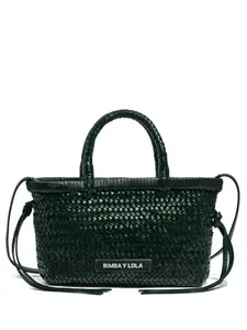 Маленькая плетеная кожаная сумка-тоут с верхней ручкой Bimba y Lola, зеленый
