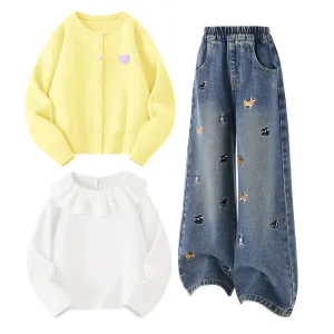 Детский спортивный комплект Casual Sportswear Set Of 3 Disney, solid color grass зеленый+solid color denim синий+solid color gardenia белый